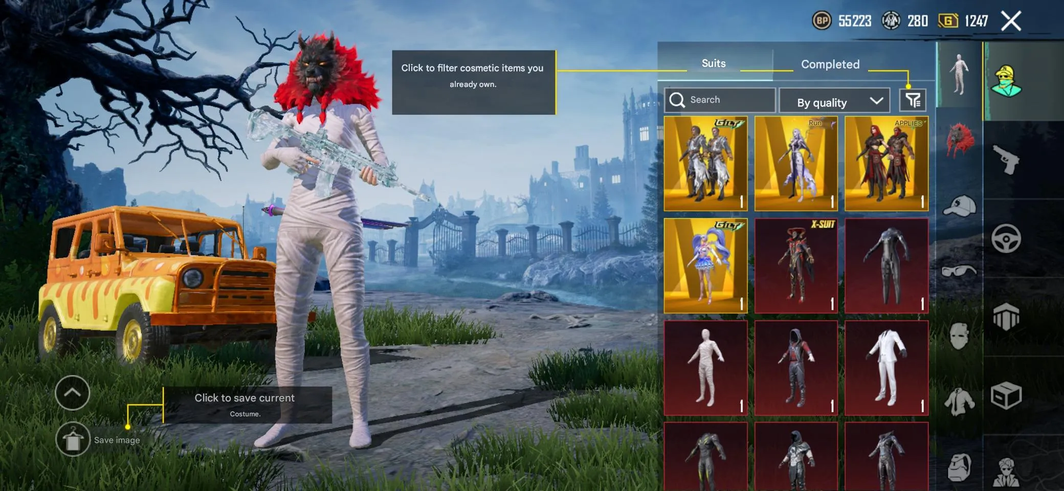 PGM271 FAT ACC AKM Glacier Lv.7, Glacier + 3 M416, Jester X-Suit Lv.4, Mummy, 123 Mythics, 47 Evo Guns, Conq, Cars (G)